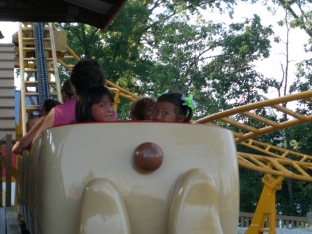 Kasen and Mia on the rollercoaster